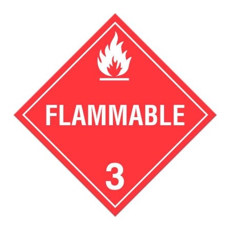 Top Tape And  Label. INCOM Class 3 Flammable Liquids Rigid Plastic Placard - 100/Pkg TA300SS